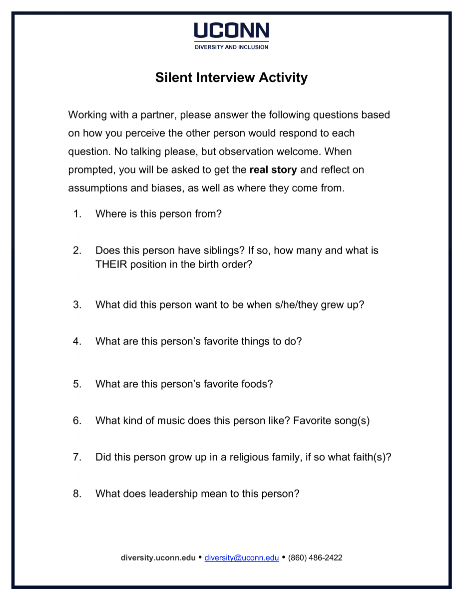 FYE Conference Silent Interview Office for Diversity and Inclusion